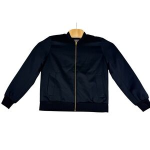 Everlane Mens Black‎ Bomber Jacket Full Zip Gold Hardware Size Medium